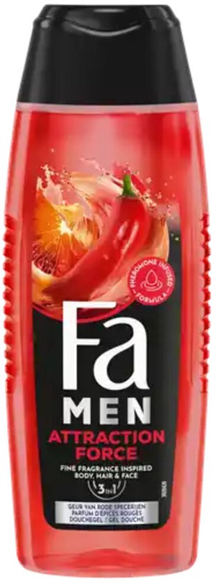 Fa Men Douchegel en Shampoo Attraction Force - 12 x 250 ml - Voordeelverpakking