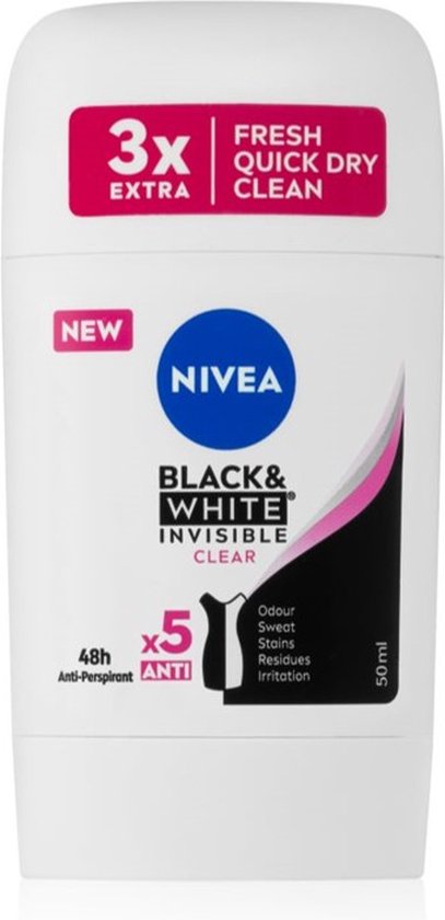 Nivea - Deodorant - Stick - Black & White Invisible - Clear - 50ml