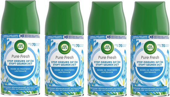 Air Wick Freshmatic Automatische Spray Luchtverfrisser - Pure Lentedauw - Navulling 250ml x4