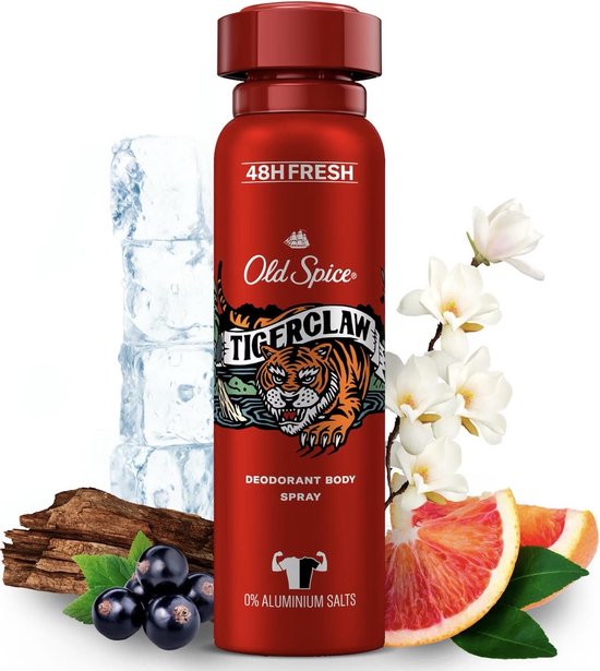Old Spice Tigerclaw - Deodorant - Body Spray - 6 x 150ml - 0% Aluminiumzouten - Voor Zelfverzekerde Charismatische Mannen