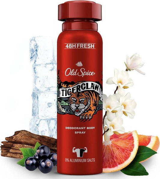 Old Spice Tigerclaw - Deodorant - Body Spray - 6 x 150ml - 0% Aluminiumzouten - Voor Zelfverzekerde Charismatische Mannen