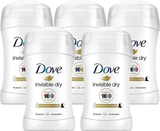 Dove Invisible Dry Deodorant Vrouw - Anti Transpirant Deodorant Stick met 0% Alcohol en 48 Uur Zweetbescherming - Bestverkochte Deo - 5 Stuks