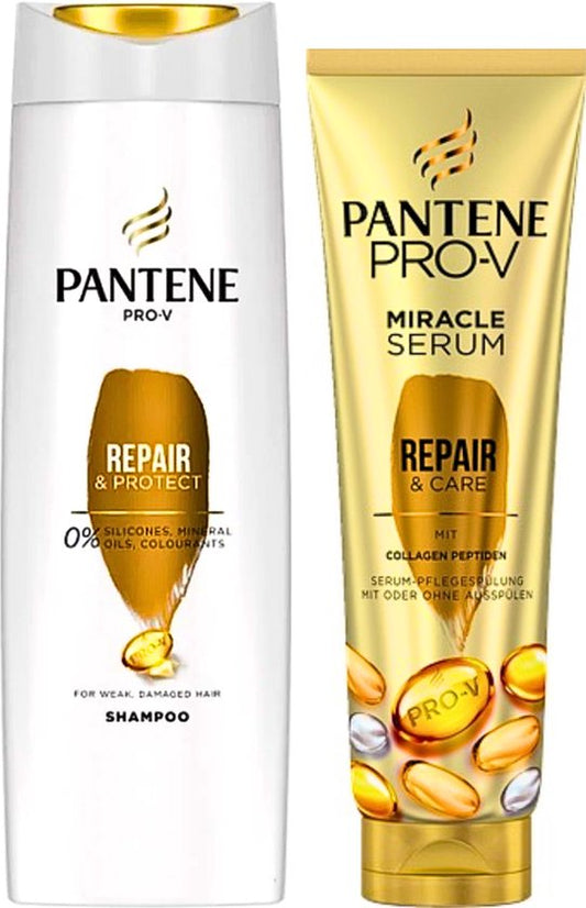Pantene Pro V Repair & Protect Shampoo en Miracle Haar Serum Conditioner - Vergeet Zwakke en Beschadigde Haren - Laat je Haren Stralen - Shampoo 1 x 360 ml - Haar Serum Conditioner 1 x 200 ml