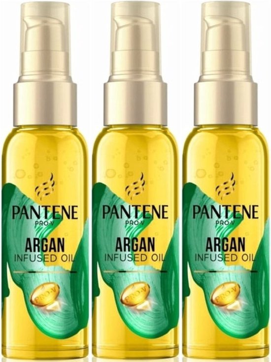 Pantene Pro V Haarolie Argan Infused Hair Oil - 3x100 ml - Haar Olie Argan - Voor Gezonder en Zachter Haar - Niet Vettig of Plakkerig