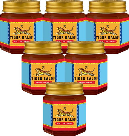 Tiger Balm Red Ointment - Tijgerbalsem Tegen Vermoeide Spieren & Gewrichten - 6x21ML