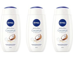 NIVEA Douche Crème Care & Coconut - Zijdezacht & Kokosgeur - Extra Verzorging Voor De Huid - 3x250ml