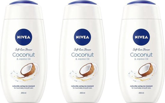NIVEA Douche Crème Care & Coconut - Zijdezacht & Kokosgeur - Extra Verzorging Voor De Huid - 3x250ml