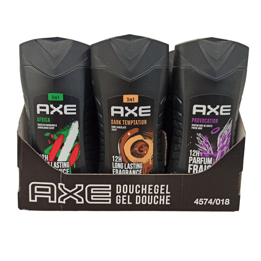 Axe - Display - Douchegel - Africa+Dark Temptation+Excite - 3 Assortimenten - 250ml