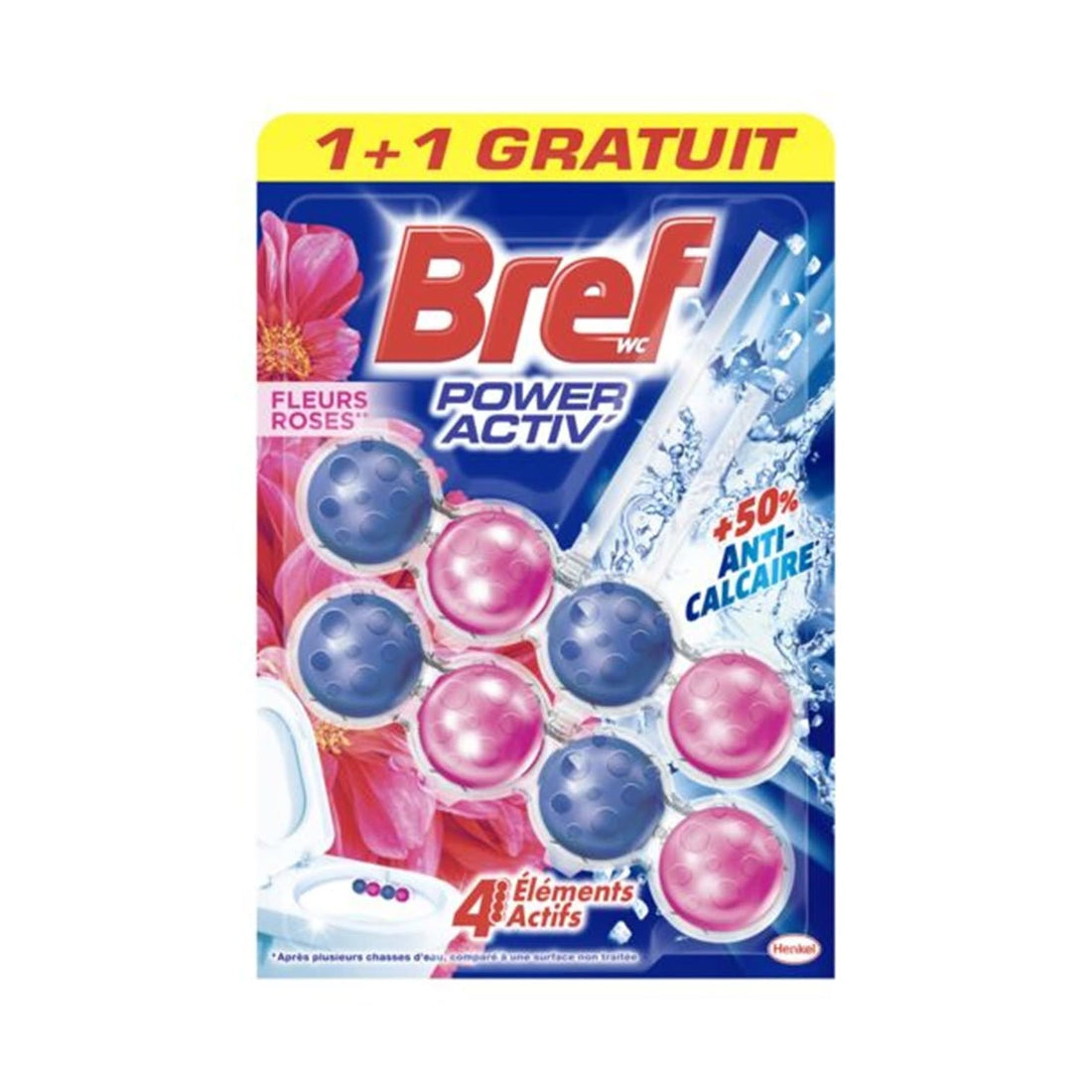Bref - Toiletblok - Power Aktiv - Fleurs Roses - Duo Pack - 2x50g