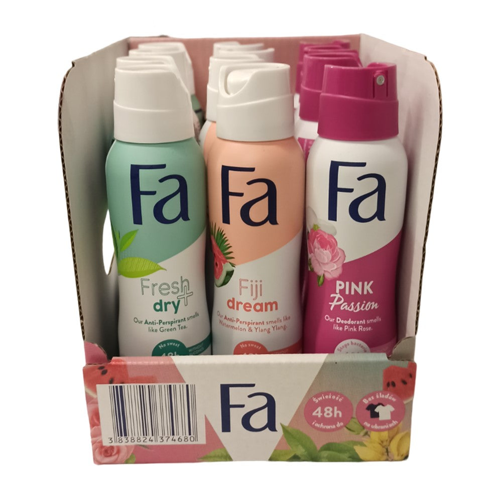 Fa - Display - Spray - Pink Passion/Fiji Dream/Fresh Dry - 3 Assortimenten - 12 x 150ml
